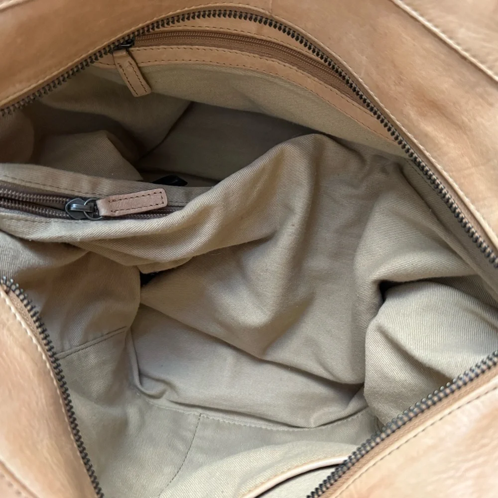 Woven Genuine Leather Tote Bag Tan Minimalist Structured Leather Bag - Picture 7 of 10